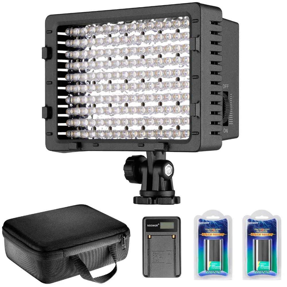 

Neewer Camera Camcorder 216 LED Video Light Dimmable LED Panel Lighting Kit with 2*2600mAh NP-F550 Replacement Li-ion Battery