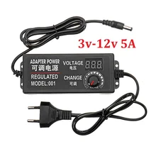 Регулируемый адаптер переменного тока в постоянный ток 3 В-12 в универсальный адаптер с экраном дисплея Регулируемый источник питания Adatpor 3 12 В