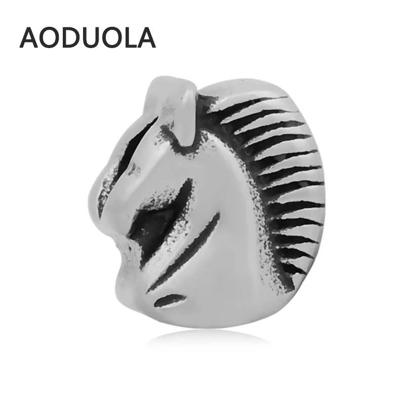 

2Pcs Lot Stainless Steel unicorn Spacer Beads DIY Big Hole Bead for Jewelry Making Fit For Pandora Bracelet