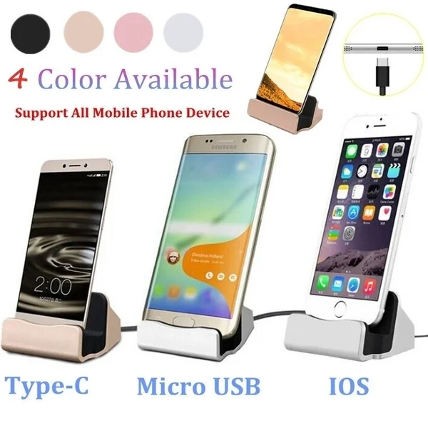 

USB Cable Data Phone Charger Dock Stand Station Charging For iPhone 6 7 8 X Samsung S Xiaomi Huawei Android Micro Type C iOS