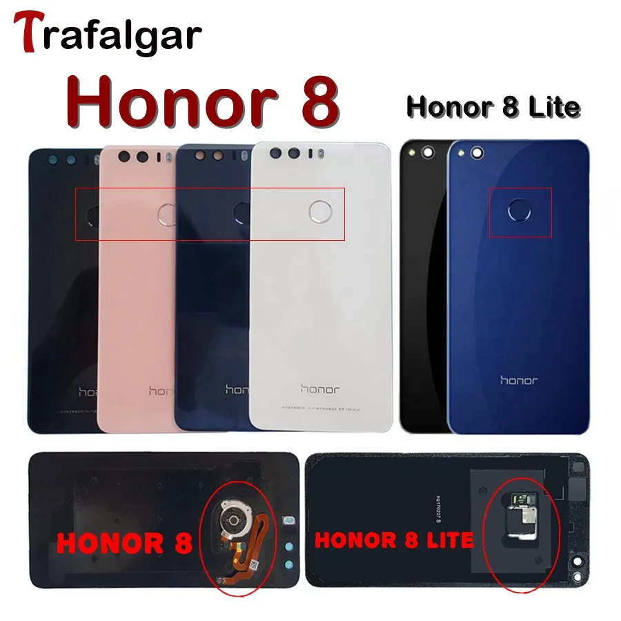 Заднее стекло для huawei Honor 8 крышка батареи с кнопкой отпечатков пальцев Flex для huawei Honor 8 Lite крышка батареи задняя дверь Чехол