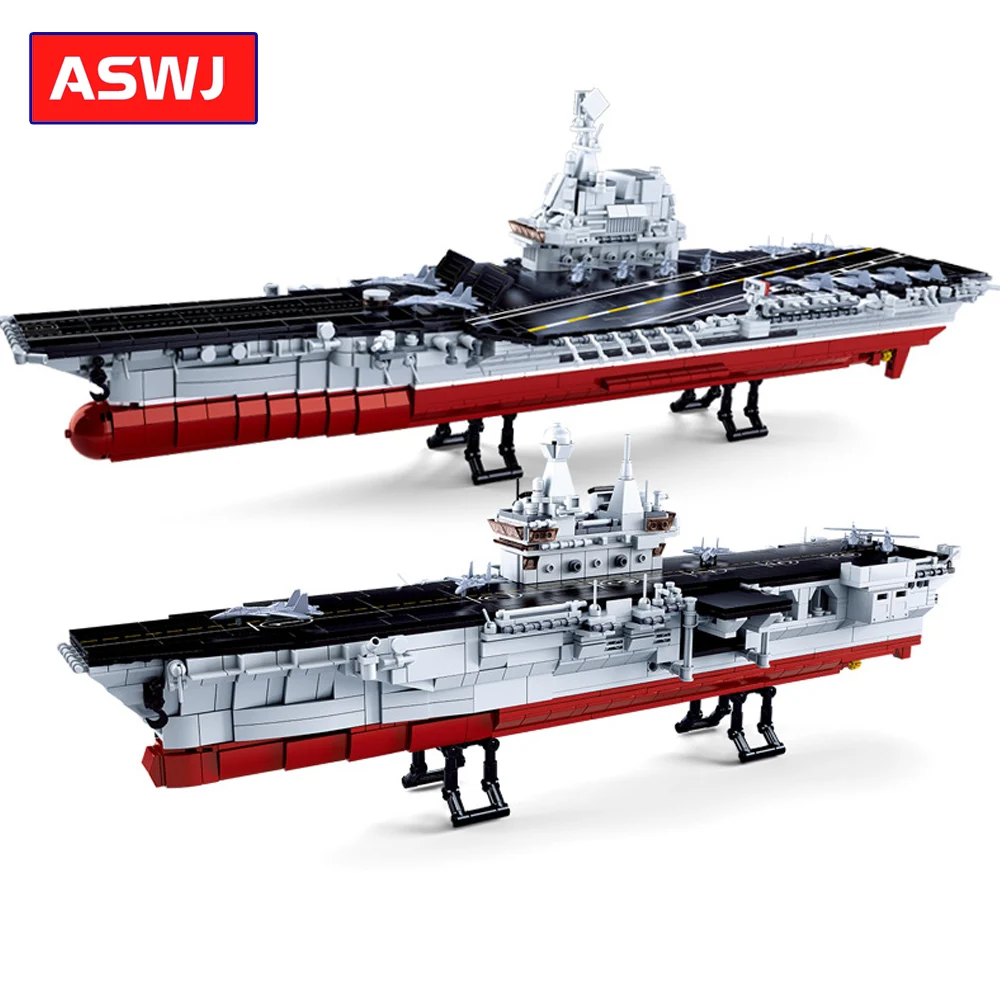 

Navy Battle Ship Aircrafted Carrier Military Submarine Naval Destroyer Warship Model Building Blocks Kids Toys Compatible Legoes