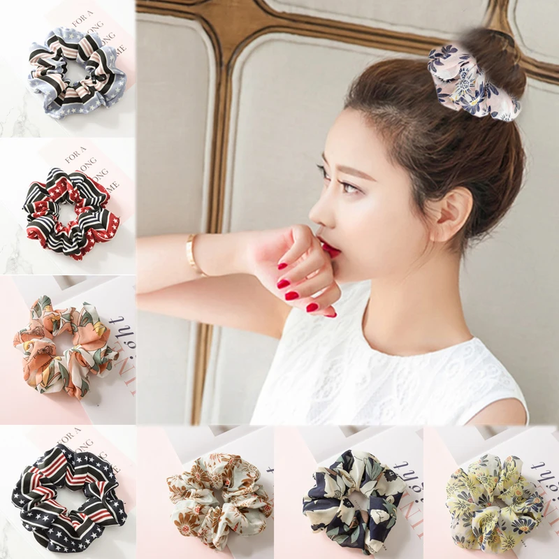 

Elasticity Hair Scrunchies Floral Hot New Hair Rope Hairband Fashion Ring Tie Girls Gifts Women 1PC Hair Accessories
