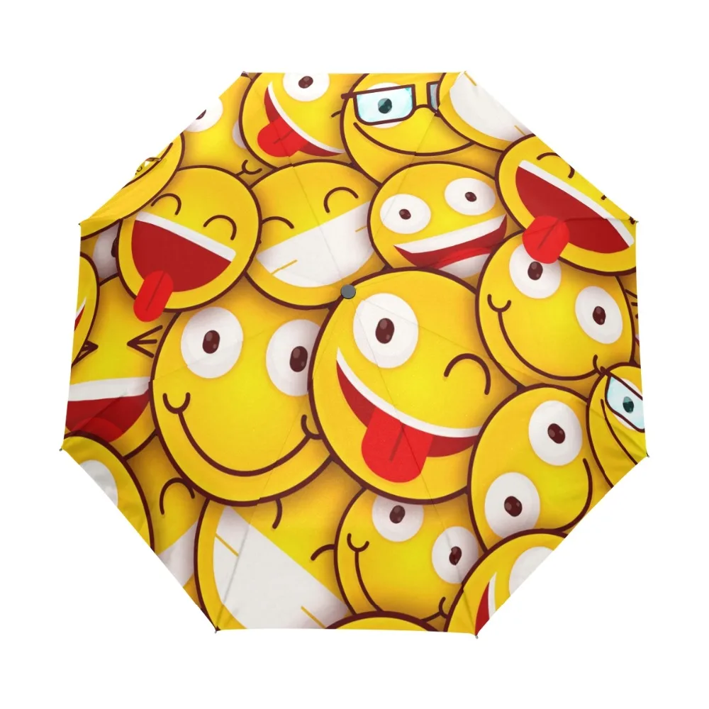 

2017 Cute Emoji Folding Umbrella 8 Ribs Rain Umbrella Windproof Automatic and Non-automatic Umbrellas for Children