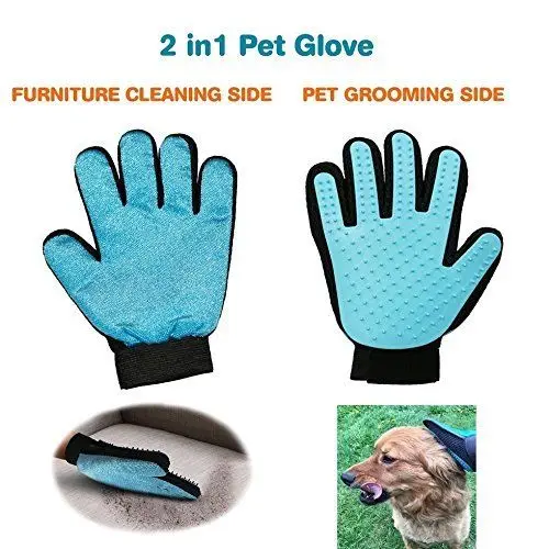 2 in 1 Silicone Pet Brush Glove For Animal Bath Five Finger Deshedding Pet Dog Cat Comb Grooming Glove for Dogs Gentle Efficient