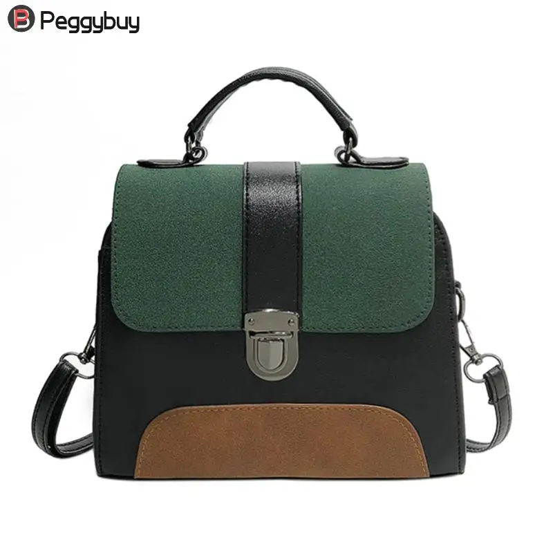 

Casual Women Patchwork Color Messenger Bag PU Leather Handbag Girls Vintage Elegant Crossbody Shoulder Bag