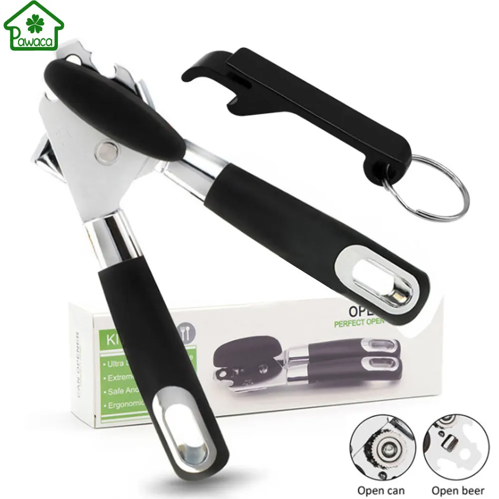 2Pcs Stainless Steel Professional Tin Can Opener Bottle Opener Portable