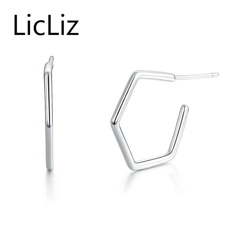 

LicLiz 925 Sterling Silver Geometric Star of David Stud Earrings Jewelry For Women 2017 New Year's Gift Concise Style LE0252