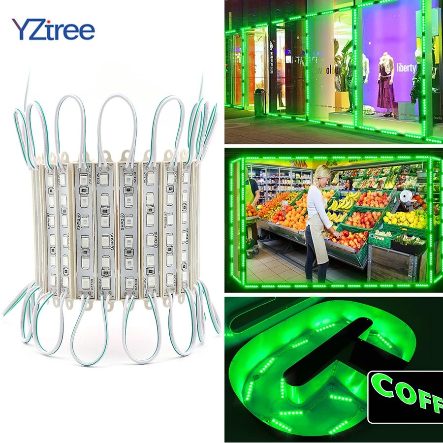 

SMD 5054 LED Module Light 6LEDs DC12V Waterproof Advertising Sign Logo Backlight LED Strip Modules Tape Lights Lamp ( Green )