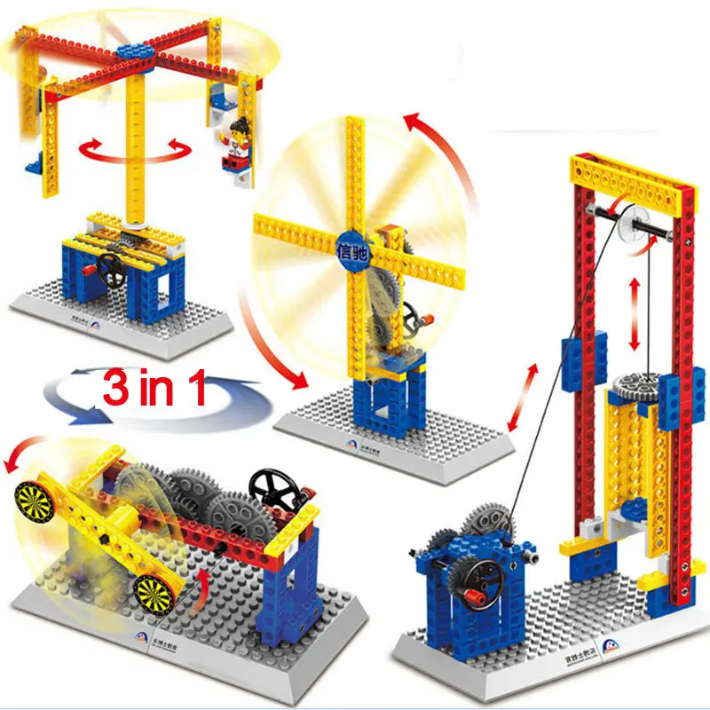

Math Toy Machinery Elevator Pulley Building Block Sets Kids Learning Education Bricks Toys Compatible Without Box