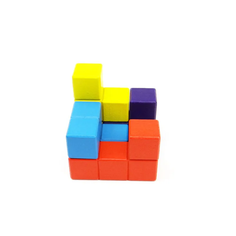Новинка игрушки Тетрис волшебный куб Многоцветный 3D Деревянный сома головоломка образовательный мозговой тизер IQ игра для детей и взрослых