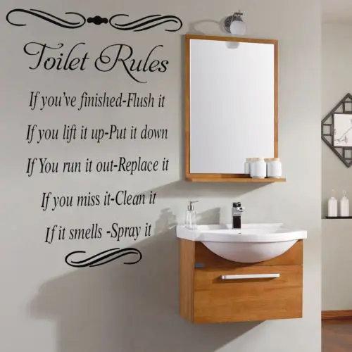 Buy 1pcs Washroom Toilet Rules Quote Wall Stickers