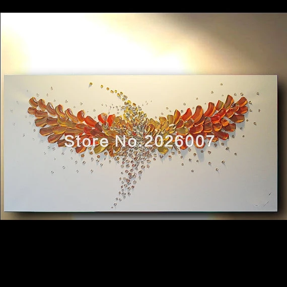 

Hand Painted Palette Knife Abstract Hummingbird Oil Painting On Canvas Modern Painting Decoration Fine Art Wall Decor Artwork