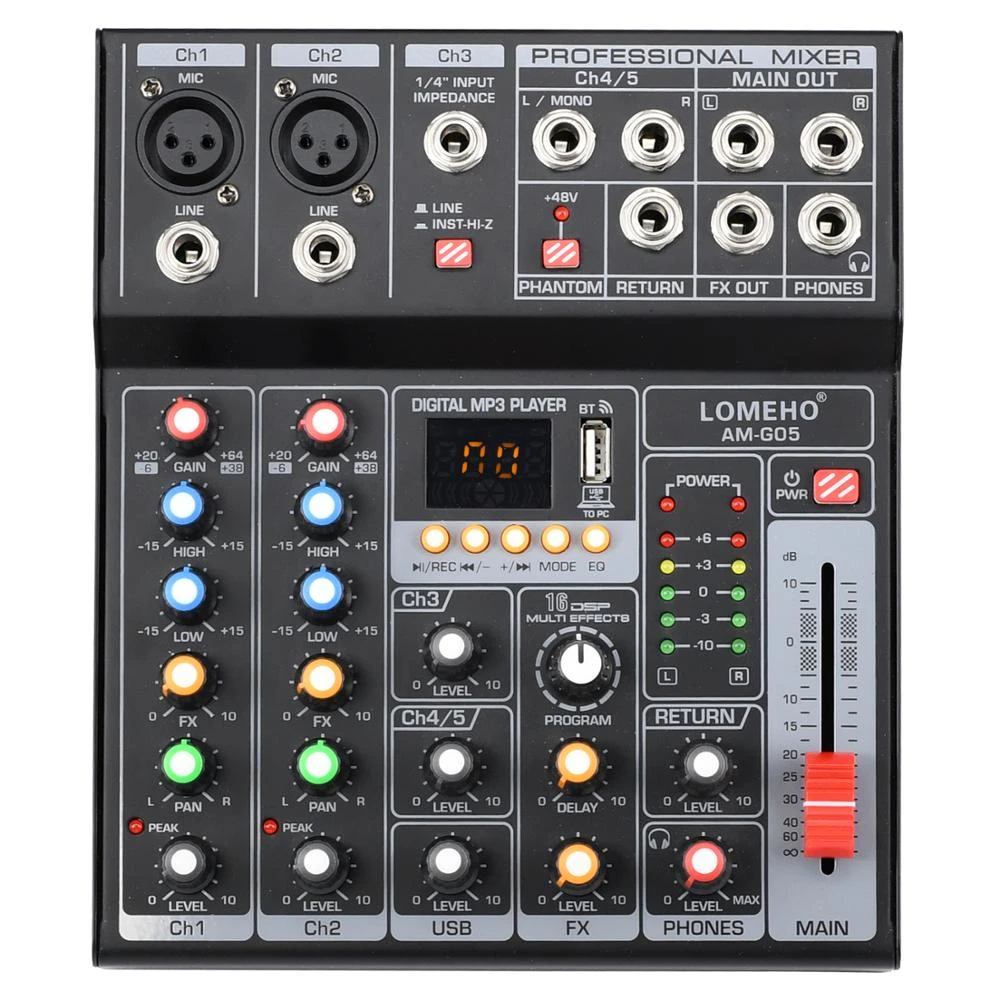 Lomeho Am G05 Portable Bluetooth Usb Play Record 5 Channel Pc Playback Guitar 2 Mono 1 Stereo Professional Audio Mixer Pro Audio Recording Aliexpress
