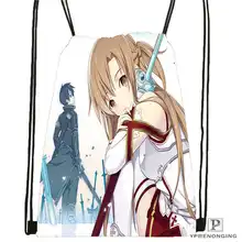 Изготовленный На Заказ Мешок на шнурках с картинками из мультфильма сумка милый рюкзак для детей(черная спинка) 31x40 см# 180612-03-Asuna