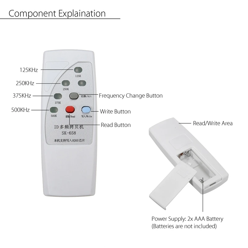 DANIU SK-658, 13 шт., 125 кГц, RFID, ID, кард-ридер, писатель, копир, Дубликатор с 6 картами/тегами, комплект, контроль доступа, контроль входа в дверь