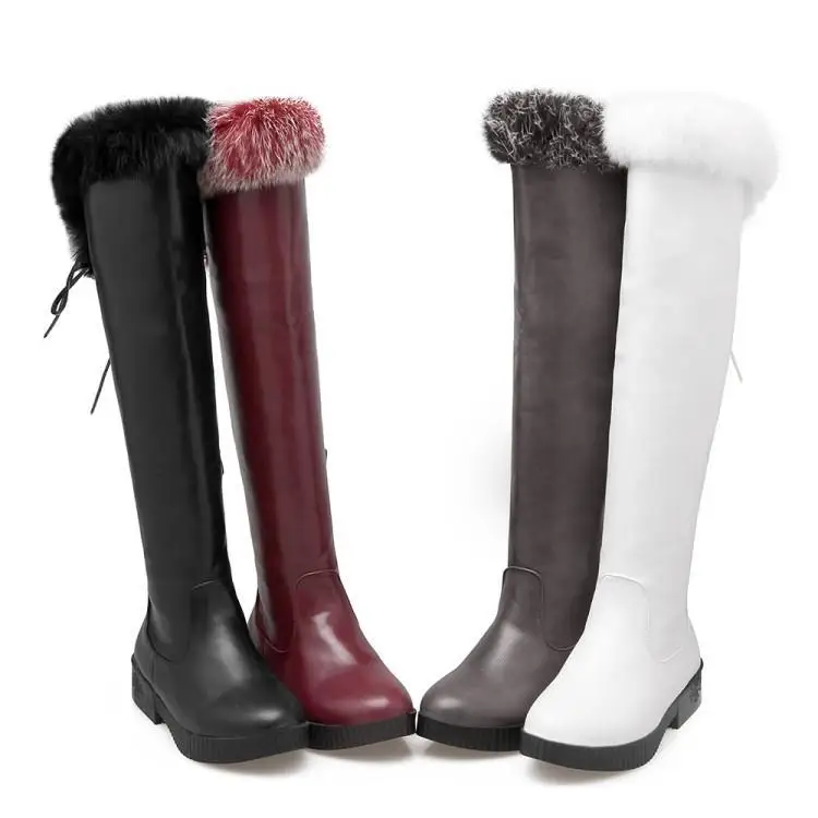 

Over The Knee Boots 2019 Autumn And Winter Children's Boots Big Rabbit Fur High Boots Girls Students Flat Bottom
