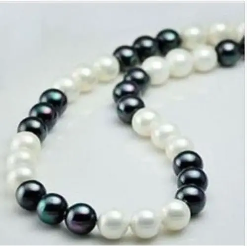 

Free Shipping >>>>> 10-11mm round Tahitian multicolor white black round pearl necklace18inch 14k