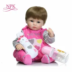 NPK 18 дюйм(ов) 42 см Силиконовые reborn baby кукольные бонеки Baby Reborn реалистичные Магнитная соска bebe Кукла reborn для девочек Подарки Игрушки