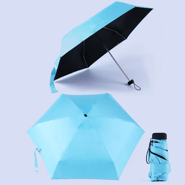 Новое прибытие небольшой складной зонт мини карман зонтики анти-УФ непромокаемые 5 складной дамы маленький зонт от солнца продажи paraguas - Цвет: blue