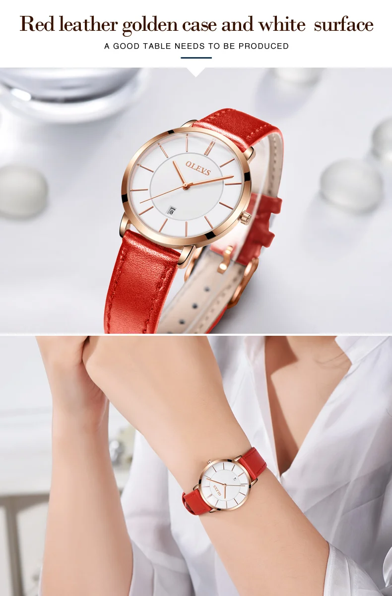 OLEVS повседневные кожаные часы для мужчин люксовый бренд ультра тонкие кварцевые часы с календарем розовое золото водонепроницаемые спортивные мужские наручные часы