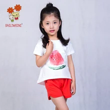 2019BAILIWIENI Summer New Short Sleeve Wide Hem Girls Watermelon Print Set Middle Child Wide Hem Shorts Set 2019BAILIWIENI Summer New Short Sleeve Wide Hem Girls Watermelon Print Set Middle Child Wide Hem Shorts Set