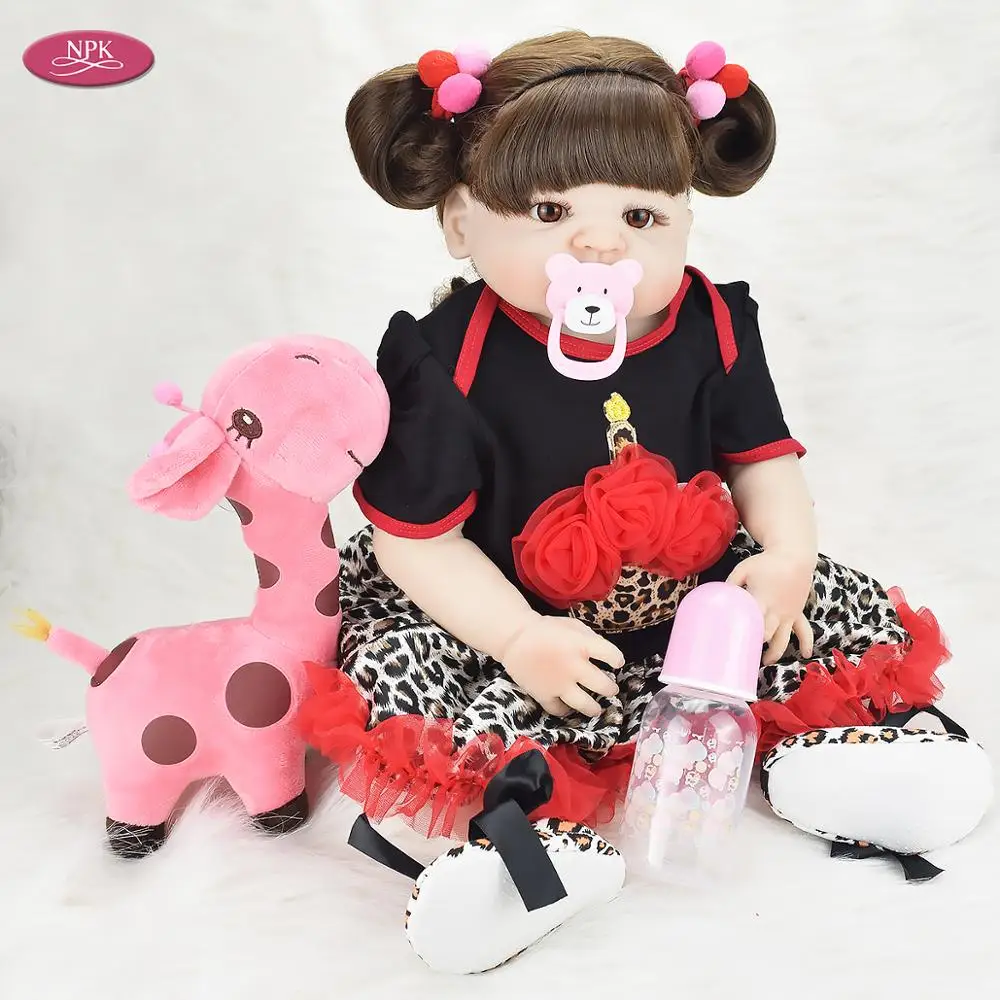 

NPK Full Silicone Reborn Toddler Dolls Bathe Toys For Girls 55CM Vinyl Lifelike Princess Toddler Fashion Doll Brinquedo Menina