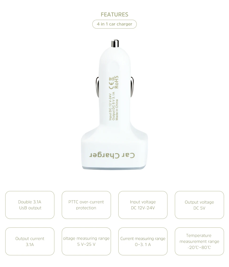 Aoshike Dual USB Автомобильное Зарядное устройство светодиодный цифровой Дисплей 5 В 3.4A-автомобиль Зарядное устройство Quick Charge Напряжение