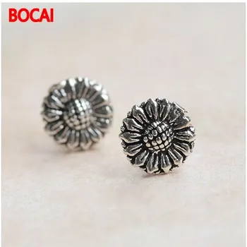 

925 sterling silver earrings wholesale silver earrings retro sunflower sunflower flower earrings wholesale Tremella nail