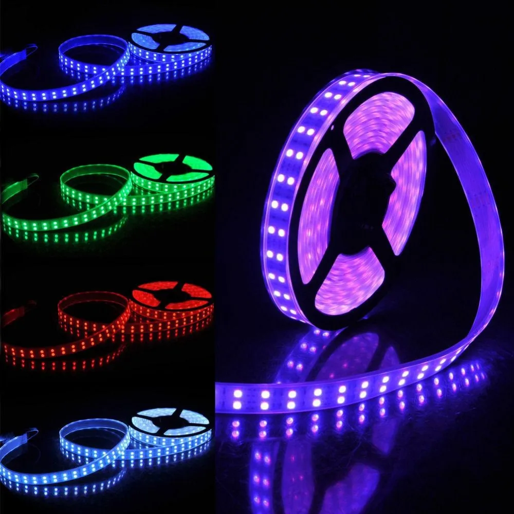 

DHL 50m Waterproof Double Row white LED RGB Strips 5M 5050SMD 600LEDs RGB LED Strip light 5M Led Flexible Strip