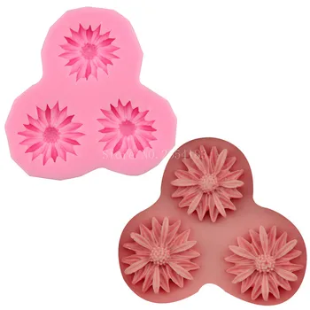 

3 hold Flower Chrysanthemum Daisy Silicone Fondant Soap 3D Cake Mold Cupcake Jelly Candy Chocolate Decoration Baking Tool FQ2358