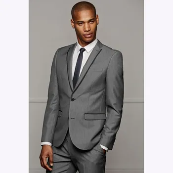 

Veiai Slim Fit Grey Luxury Male Mens Suits Blazer Wedding Suit Groom Tuxedo For men Business gray dress Jacket+Pants
