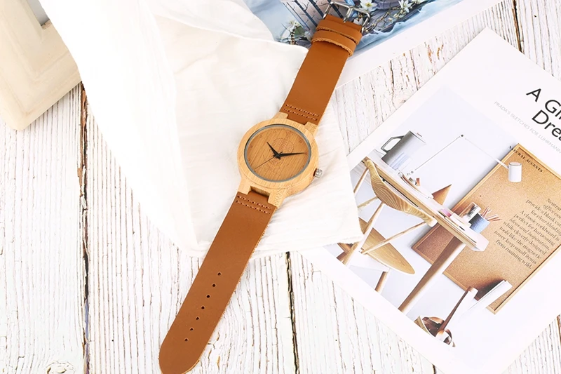Natural Wood Watches Mens Skull Pirate Steampunk Wrist Watch Men's Watch Pure Bamboo Handmade Quartz Brown Genuine Leather Clock 2019 2020 (6)