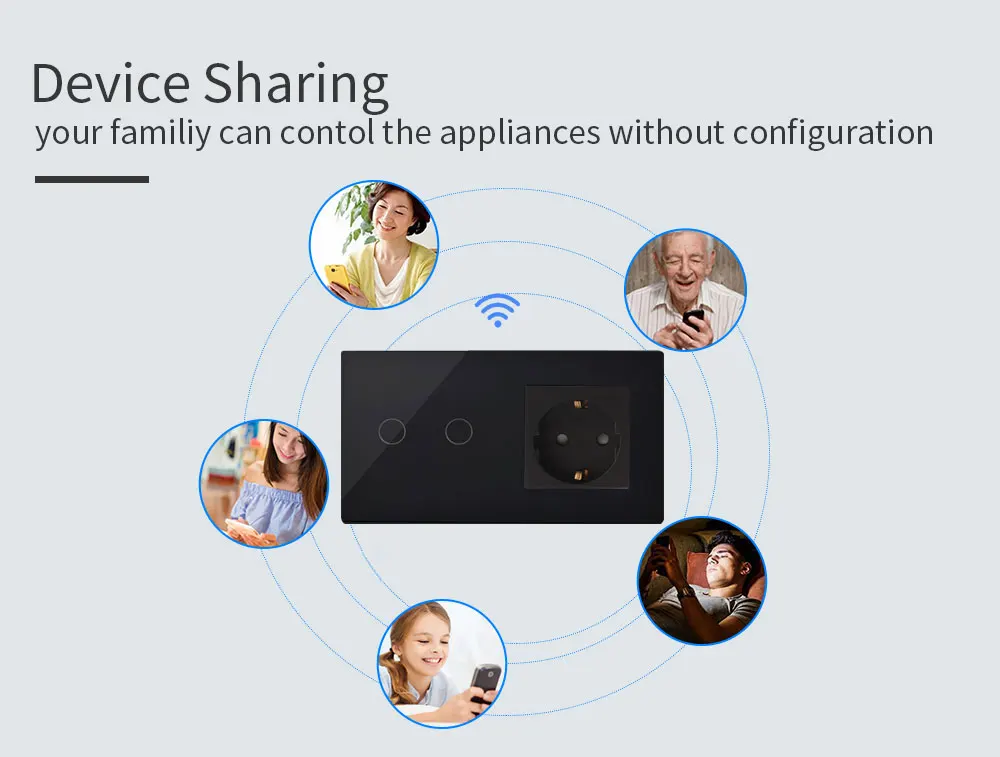 Bingoelec, стандарт ЕС, wifi, сенсорный переключатель, немецкая розетка, настенный выключатель, кристальная стеклянная панель, 2 комплекта, 1 способ, Беспроводной RF 433,92 переключатель
