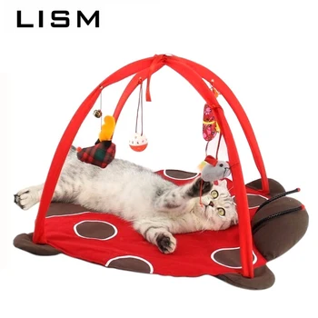 

New Hanging Cats Play Mat with Balls Cat Bed Hammock Tent House Comfortable Foldable Hangmat Kat Pet Cat Toy for Kitten Ferret
