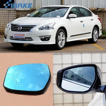 

smRKE For Nissan Teana Car Rearview Mirror Wide Angle Hyperbola Blue Mirror Arrow LED Turning Signal Lights