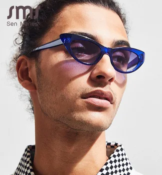 

2019 New Small Frame Cat Eye Sunglasses Men Transparent Blue Red Color Trend Wild Style Sun Glasses For Women Sexy Oculos UV400