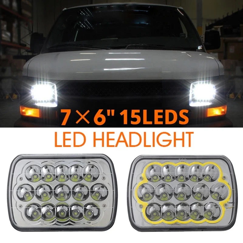 Oslamp 7x6 светодиодный налобный фонарь 1 шт. H4 Hi/lo луч для Chevy/Ford/Jeep внедорожный прицеп