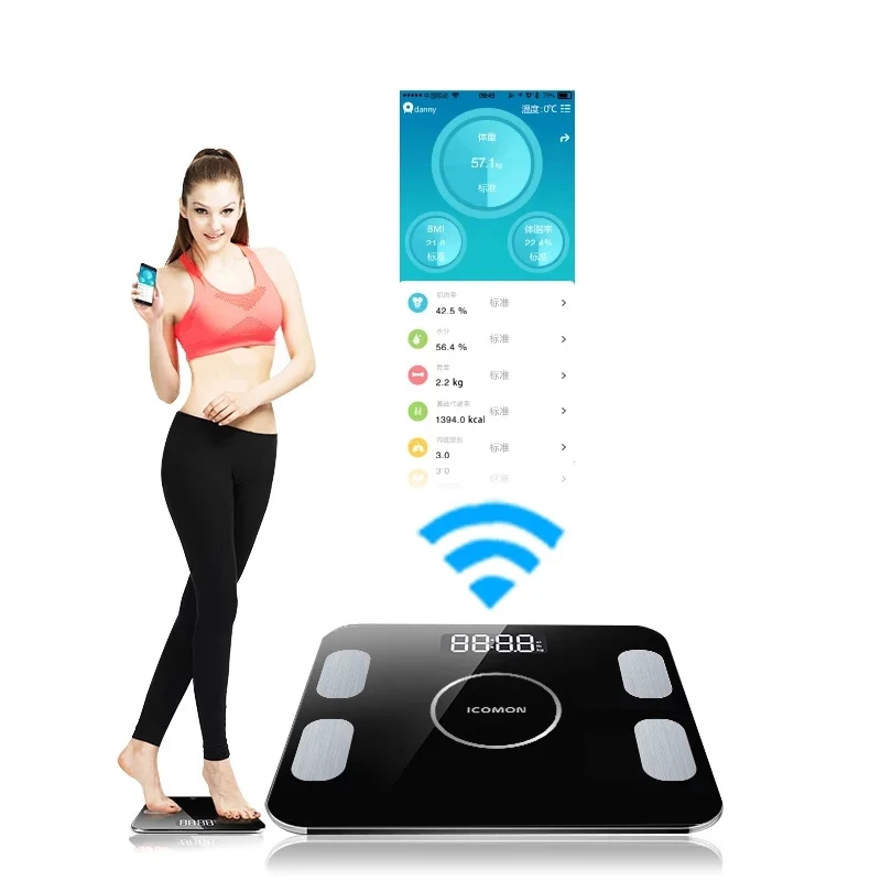 Оригинальные iCOMON умные весы для тела, бытовые цифровые весы для ванной, напольные весы b mi Bluetooth, весы из закаленного стекла, 20 данных