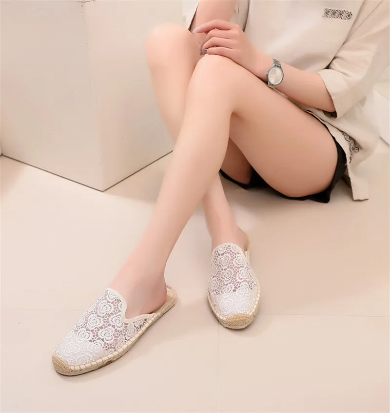 Summer Lace Espadrilles Flat Shoes Women Casual Fisherman Flats Ladies Breathable Lightweight Lazy Loafers New Female Hemp Shoes (4)