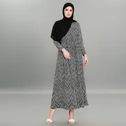 2018 модные женские туфли осень-зима Для женщин мусульманское платье с длинным рукавом и круглым вырезом плюс Размеры 6XL Исламская Турецкий