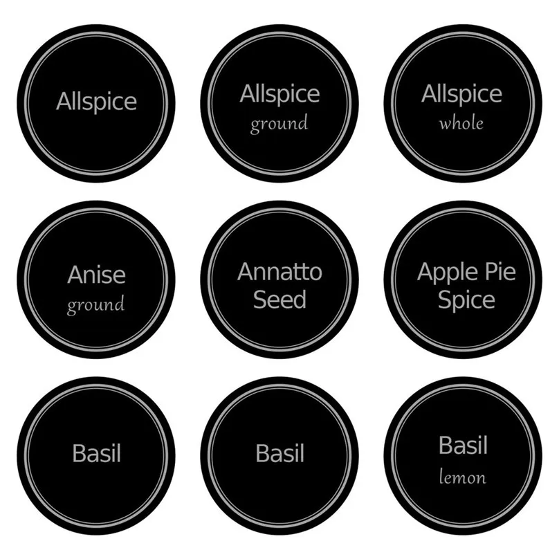 13pcs Printed Spice Jar and Pantry Label Set Chalkboard Round Stickers Write-on Labels Stickers #4M08 (9)