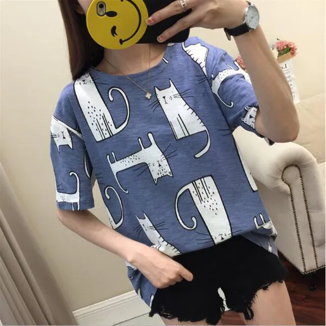 Kawaii Cat Print T- Shirt 3