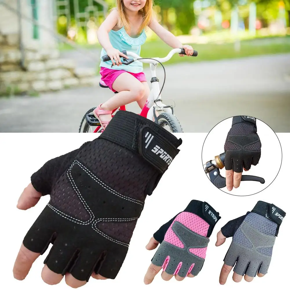 

Children Riding Half Finger Gloves Bicycle Protection Shock Absorber Gloves Riding Sweat-absorbent Breathable Gloves Accessories