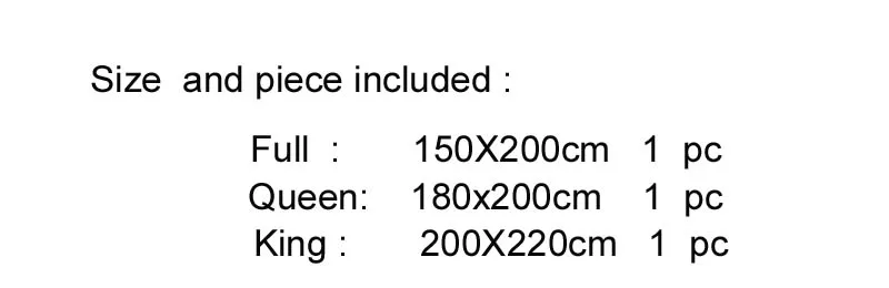 size  and piece included- QB-150x200cmcm