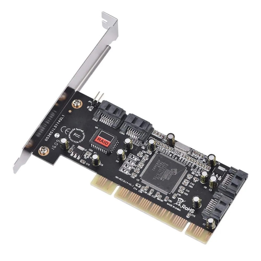 PCI expand card 4 порта SATA add on Card с чипсетом Sil 3114 совместимый с PCI specification revision 2,2 для настольных ПК/компьютера