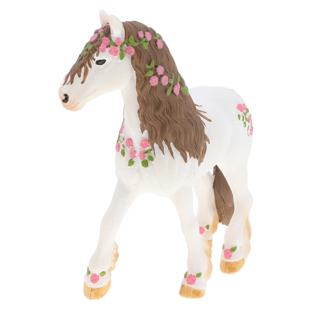 Lifelike 5'' Elven Horse Action Figure, Plastic Animal Model Figurine Kids Toy Home Decor