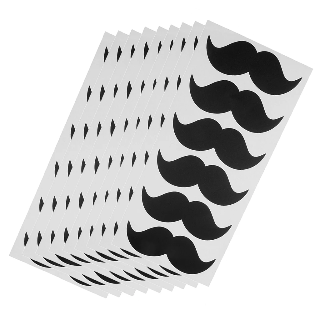 54PCS/PACK Black Board Self Adhesive Sticker Vinyl Mustache Decal Cup Stickers for Birthday Party Celebration Decor 