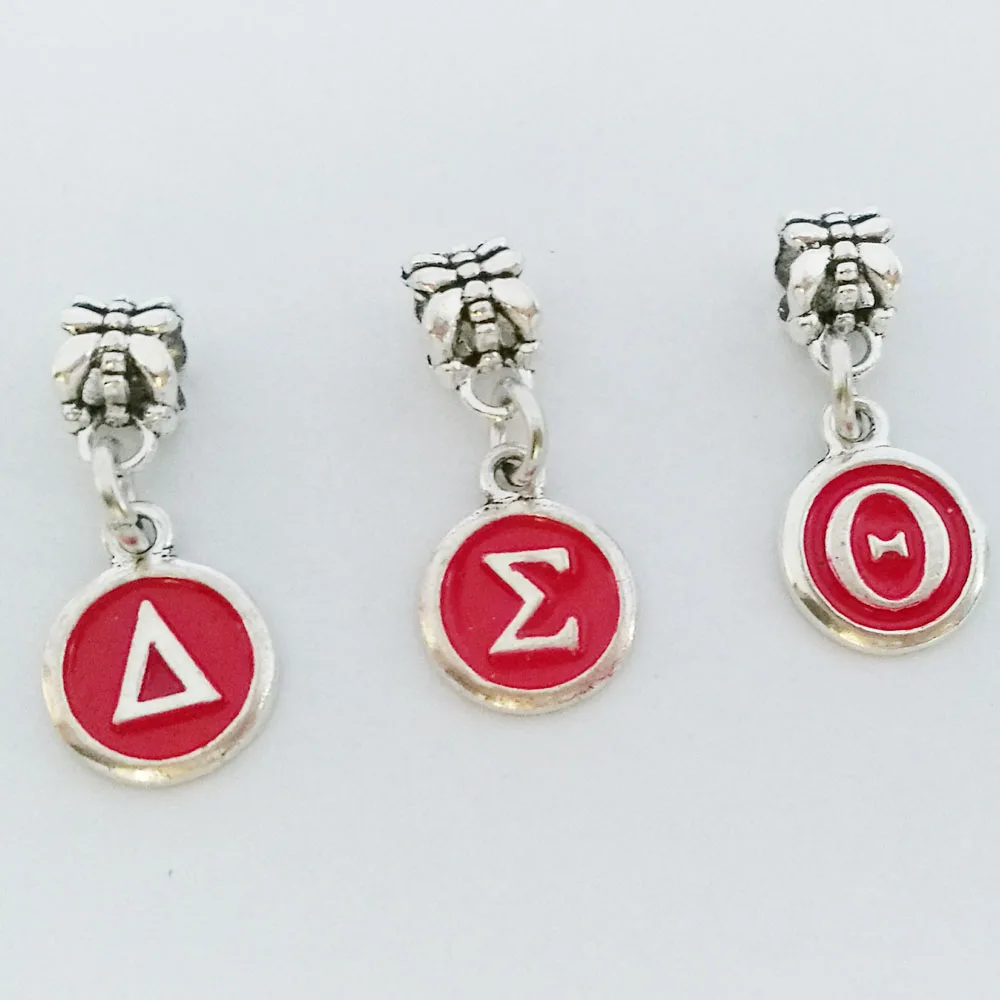 

Delta Sigma Theta Capital & Lowercase Fit for DIY Bracelet necklace Jewelry Red enamel Greek Letter Alphabet Charms