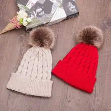 Новое поступление Для женщин Шапки Skullies шапочки зимняя шапка помпоном высокое качество Вязание утолщаются Для женщин Кепки головные уборы для Для женщин